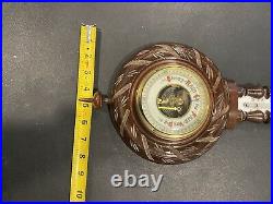 Antique hand carved Barometer Thermometer England