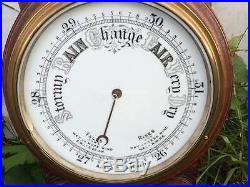 Antique solid Oak Aneroid banjo barometer porcelain dials