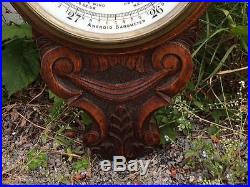 Antique solid Oak Aneroid banjo barometer porcelain dials