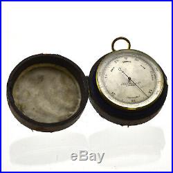 Antique travel barometer by Schlette & Co, London with leather case parts/repair