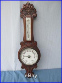 Antique very old England hand-carved Barometer weather station