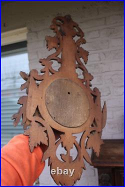 Antique wood carved hunting trophy wall barometer dog Antique wood carved hunting trophy wall barometer dog
