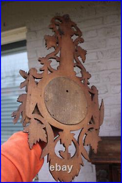 Antique wood carved hunting trophy wall barometer dog