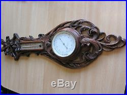 Antiques barometer art nouveau black forest piece with rooster