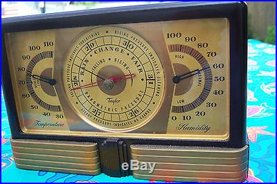 Art Deco Taylor Insturments Co. Weather Station Temp Barometer Humidity