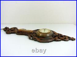 Art Nouveau French Carved Wood Barometer / Thermometer