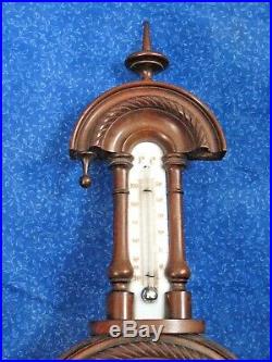 Arthurs Northampton Antique Barometer Carved Walnut Wood 1800s Original Hardware