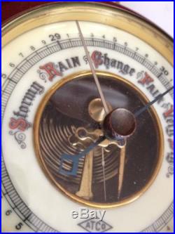Atco Germany Mahogany Barometer Porcelain Face No. 1651 Antique Vintage Weather