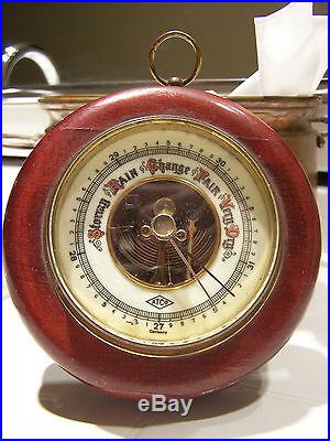Atco Germany Mahogany Barometer Porcelain Face antique vintage ship weather sun