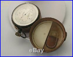 Awesome Rare Antique Leather Cased Aneroid Surveying Barometer Otto Boettger 3