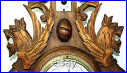BEAUTIFUL 24 VINTAGE FRENCH CARVED WOOD BAROMETER THERMOMETER CL147