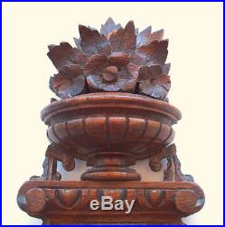 BEST Antique BAROMETER THERMOMETER Oak Wood Carved Black Forest 1890 SIGNED