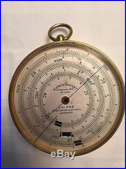 Barometer/Altimeter Watkin Patent 1886/87 J. Hicks London Triple Dial Old Antique