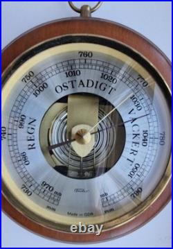 Barometer, Fischer, GDR, wood & brass, second half of the 20th century, W. Germany