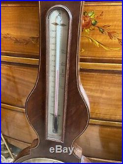 Barometer Thermometer Antique Mahogany London Wood Charles Schmalcalder RARE