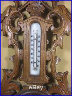 Barometer With Handcarved Leaves Weatherstation