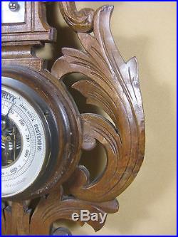 Barometer With Handcarved Leaves Weatherstation