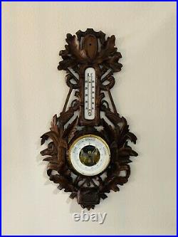 Beautiful 19th Century French Black Forest Old Barometer Carved Wall Sculpture