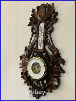 Beautiful 19th Century French Black Forest Old Barometer Carved Wall Sculpture