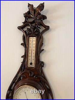 Beautiful Antique Carved Barometer Black forest