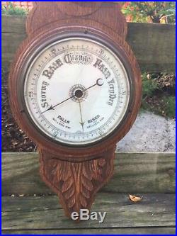 Beautiful Antique Carved Oak Barometer