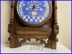 Beautiful Antique Carved Wood Black Forest Wall Barometer Porcelain Dial