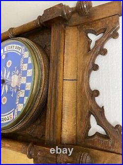 Beautiful Antique Carved Wood Black Forest Wall Barometer Porcelain Dial