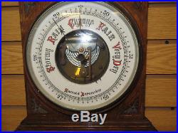 Beautiful Early Antique Ornate Walnut Aneroid Barometer, Working, Estate Find