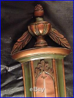 Beautiful Vintage French Carved Painted Wall Barometer Thermometer MUST SEE