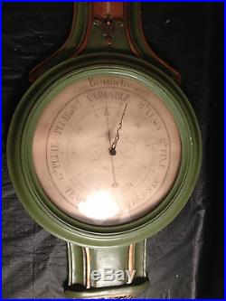 Beautiful Vintage French Carved Painted Wall Barometer Thermometer MUST SEE