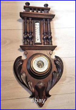 Beautiful in shape and super-made large, old barometers with a thermometers