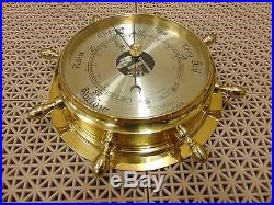 Bey-Berk Int'l Nautical Barometer Maritime Brass 9 Dia Ships Wheel Design