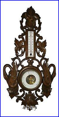 Big genuine antique French working weather station, barometer, thermometer