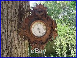 Black Forest Barometer Bourdon Tube 1800s Antique 1851 French Victorian, Carving
