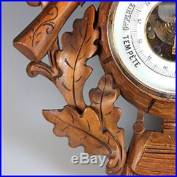 Black Forest Barometer with Deer Head, Hunt Theme early 20th Century