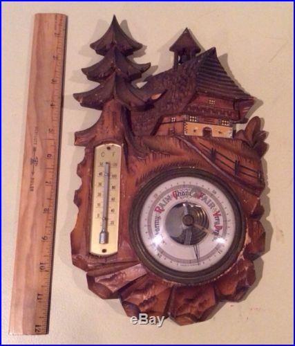 Black Forest German Wood Carved Barometer Thermometer Barometer Doesn't Work