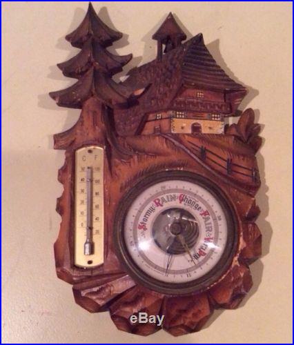 Black Forest German Wood Carved Barometer Thermometer Barometer Doesn't Work