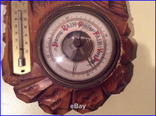 Black Forest German Wood Carved Barometer Thermometer Barometer Doesn't Work