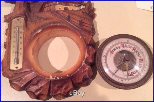 Black Forest German Wood Carved Barometer Thermometer Barometer Doesn't Work