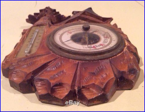 Black Forest German Wood Carved Barometer Thermometer Barometer Doesn't Work