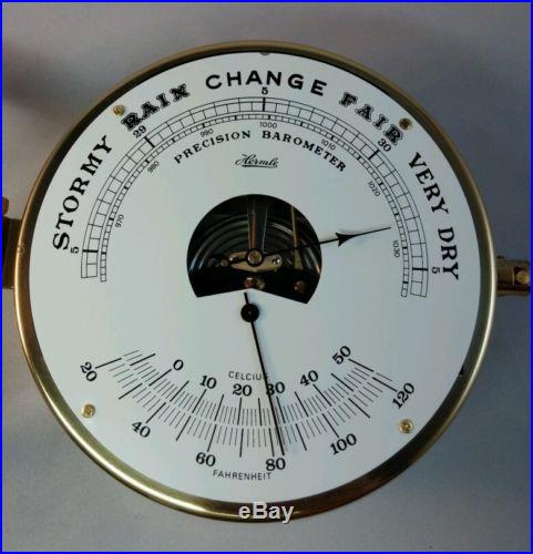 Brass Hermle Precision Barometer Thermometer Germany