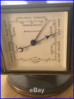 Brass Swiss Remembrance Table Top Wind-Up Clock Thermometer Hygrometer Barometer