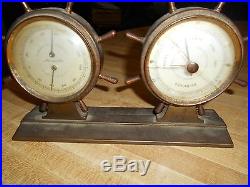 Brass antique barometer and thermometer and still works