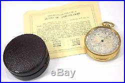 British Pocket Compensated Barometer Antique with Leather Case Peoria Malleable Co
