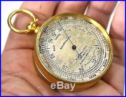 British Pocket Compensated Barometer Antique with Leather Case Peoria Malleable Co