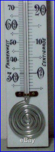 C1880 Fancy 9 Barometer Thermometer on Milkglass Plate 1 1/2 Swirl Reservoir