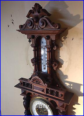 C1890 HEAVILY CARVED GERMAN BAROMETER HIGH GRADE BEVEL GLASS EXCELLENT NO RESERV