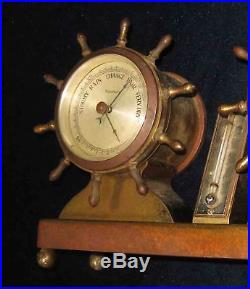 C1920s BRASS BRONZE WATERBURY Clock-Barometer-THERMOMETER Combo