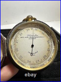 CASELLA, LONDON L Format Pocket Gilt-Brass Aneroid Barometer Altimeter/Case
