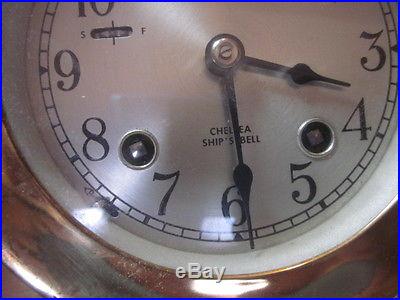 CHELSEA SHIP'S BELL KEY WIND CLOCK & BAROMETER SET RUNS 4 3/4 BY 3 1/4